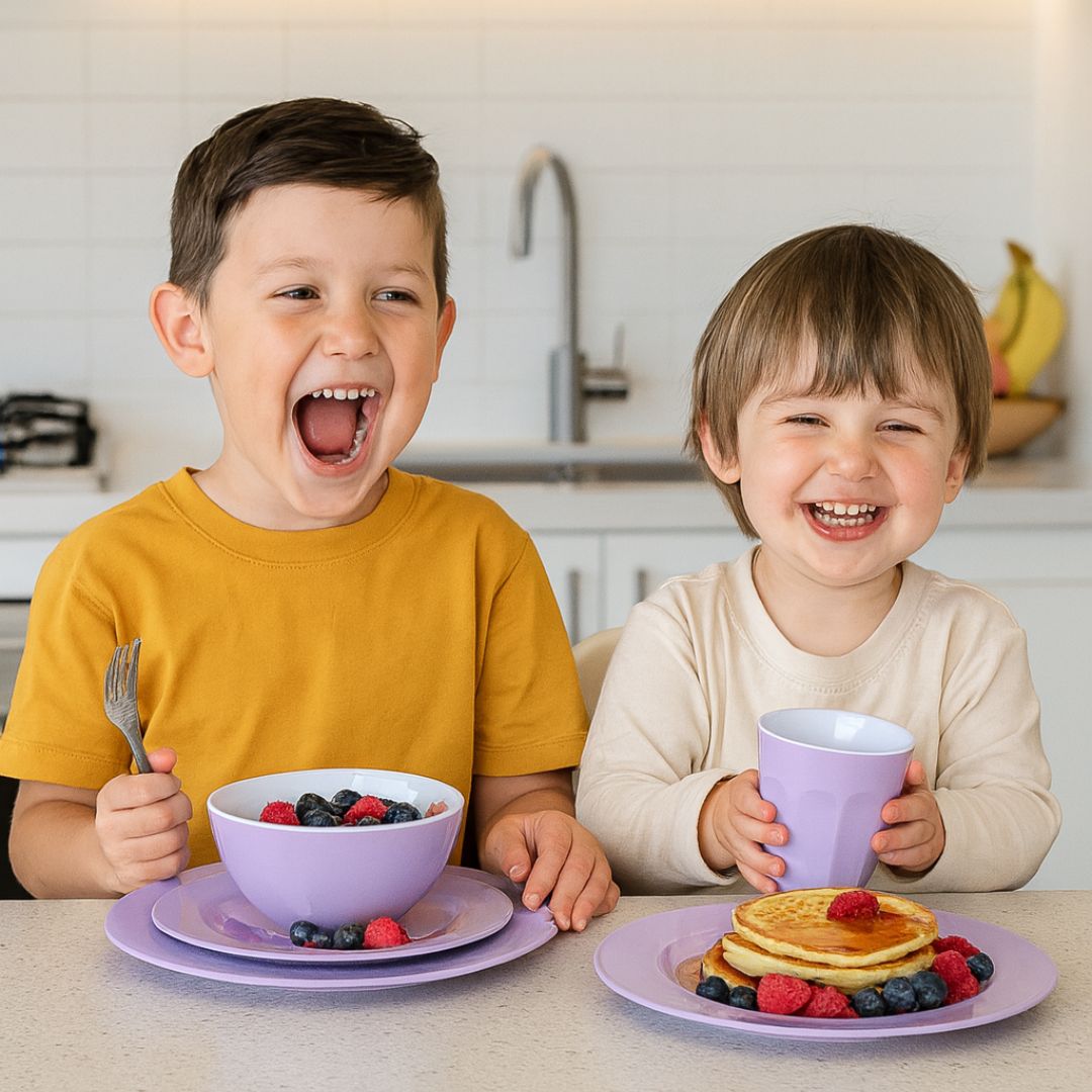 Melamine Dinnerware Set - 24pc (Lavender Purple, Yellow Glow)