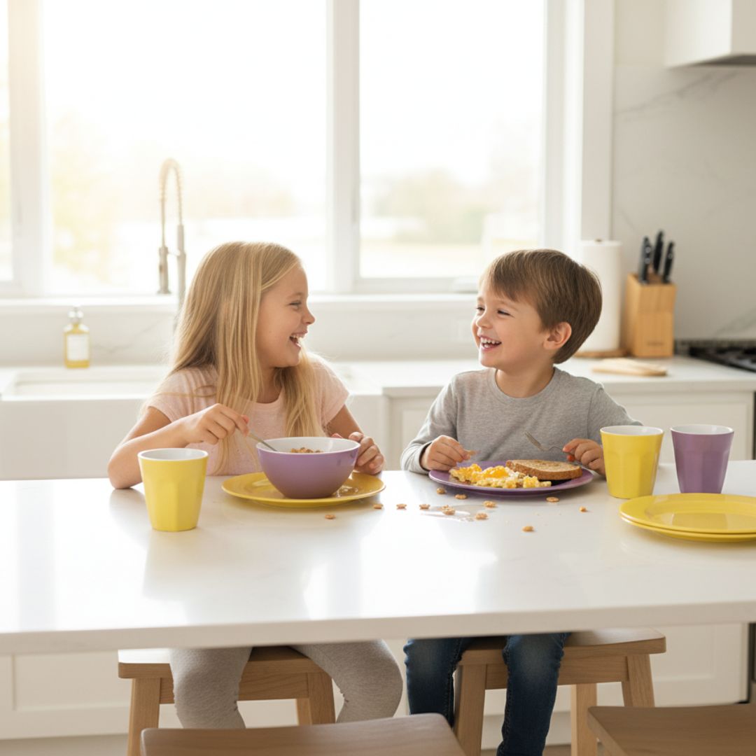 Melamine Dinnerware Set - 24pc (Lavender Purple, Yellow Glow)