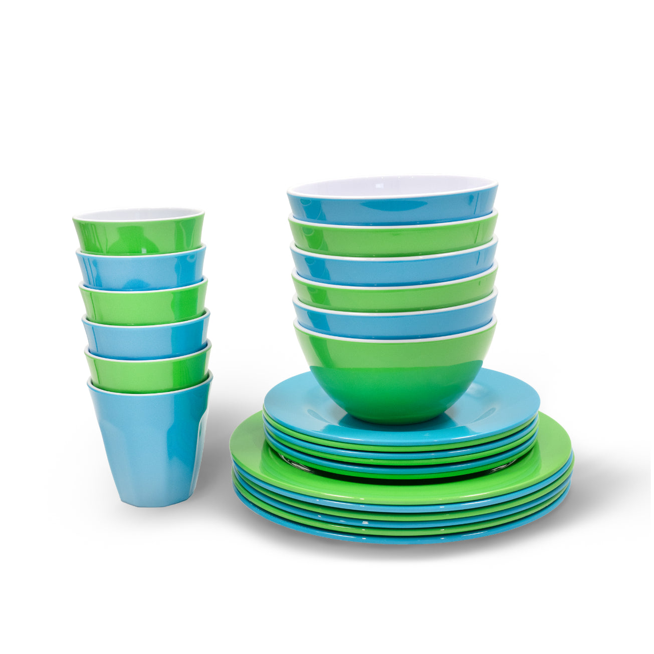 Melamine Dinnerware Set - 24pc (Lagoon Blue, Palm Green)