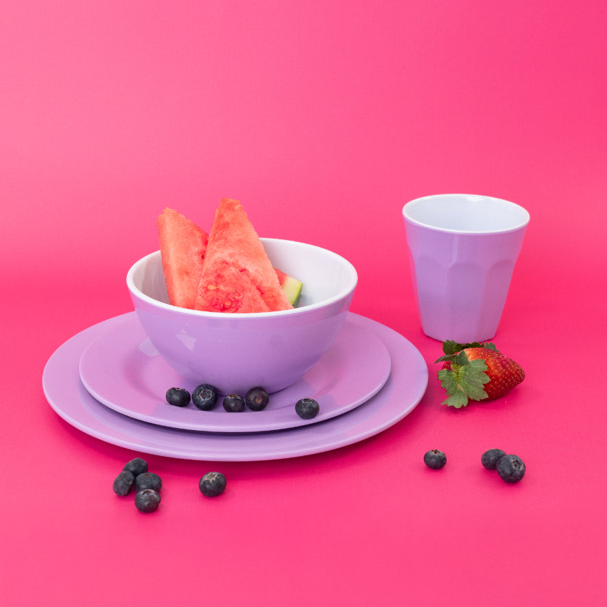 Melamine Dinnerware Set - 24pc (Lavender Purple, Yellow Glow)