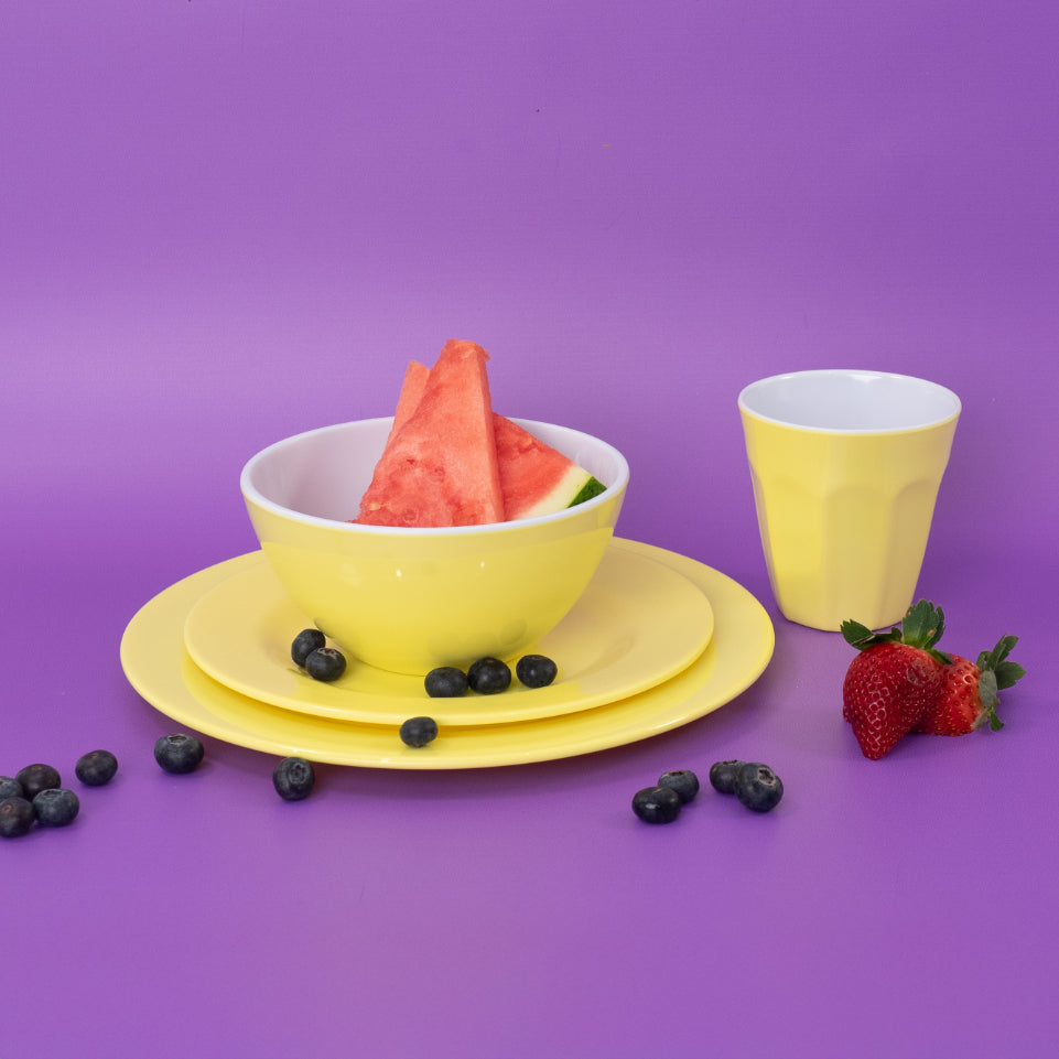 Melamine Dinnerware Set - 24pc (Lavender Purple, Yellow Glow)