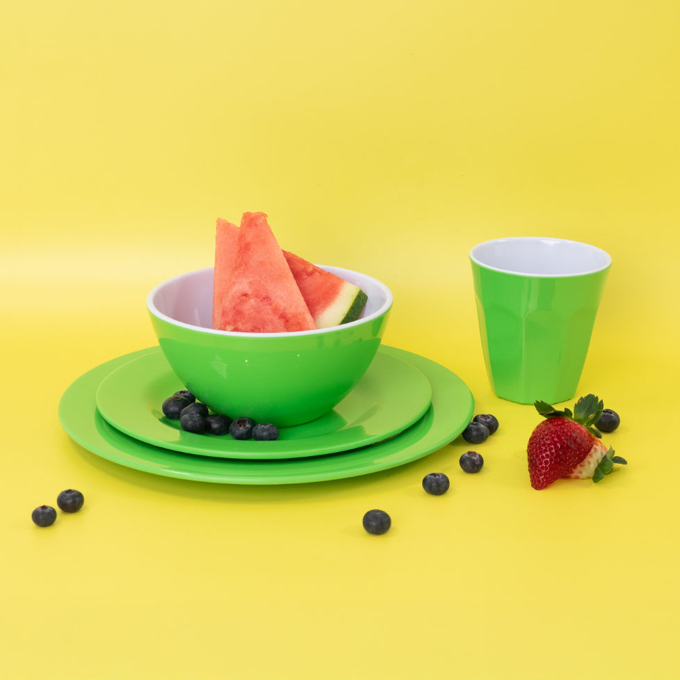 Melamine Dinnerware Set - 24pc (Lagoon Blue, Palm Green)