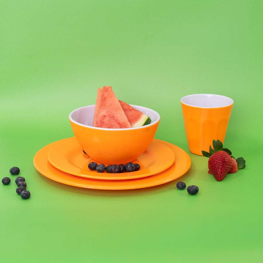 Melamine Dinnerware Set - 24pc (Orange Sunset, Palm Green)