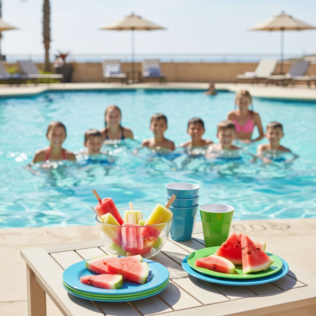 Melamine Dinnerware Set - 24pc (Lagoon Blue, Palm Green)