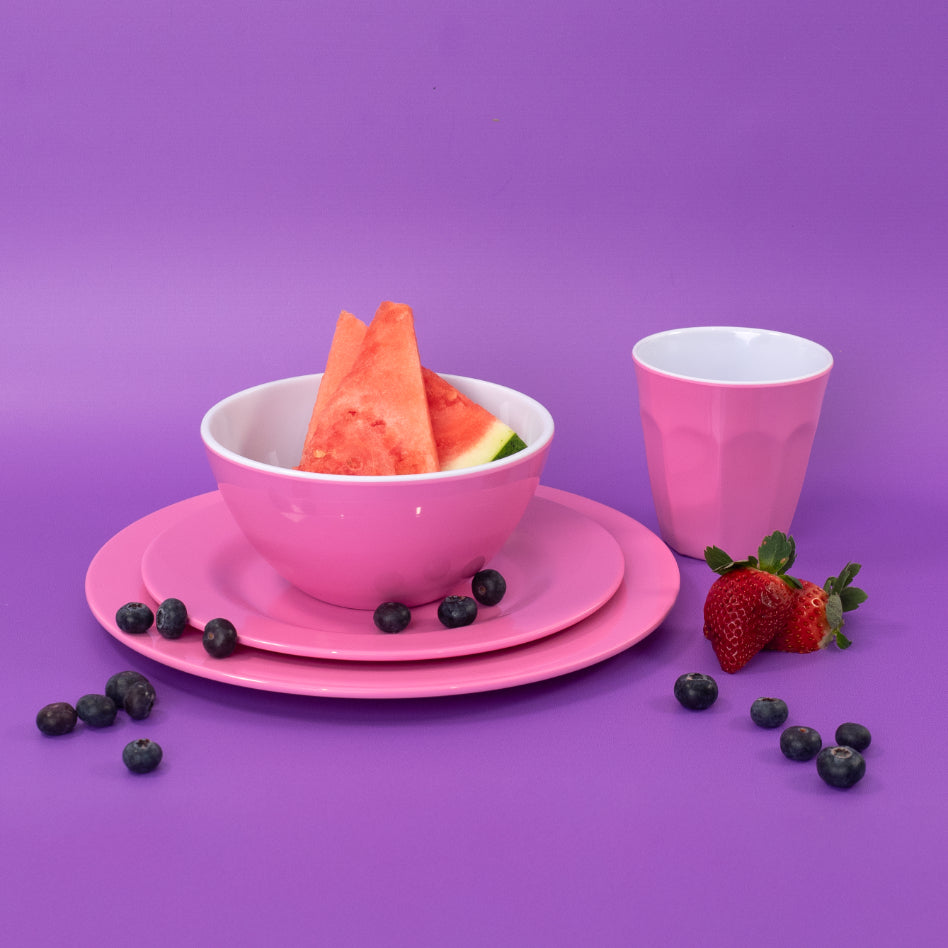 Kids Dinnerware Set (Flamingo Pink, Lagoon Blue) Henni Friends